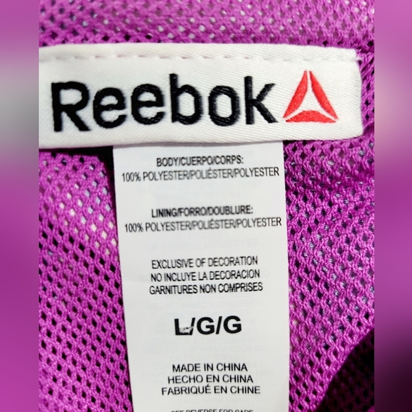 Reebok Women’s Hooded Windbreaker Jacket Abstract Print Size Large Zip Front - Picture 13 of 15